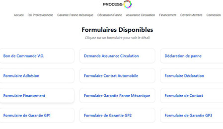 Liste des formulaires disponibles
